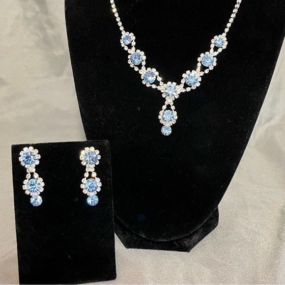 Prom/Special Occasion Necklace and Earrings, Light Blue - Picture 2 of 13